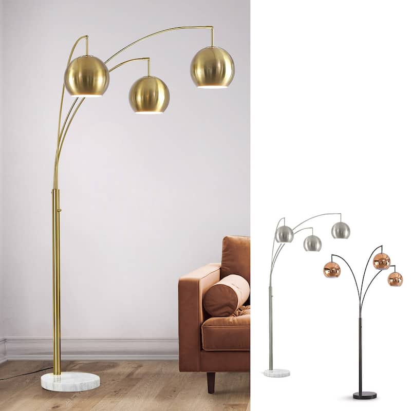 Metro 84"H Metal Globe 3 Lights LED Dimmable Arch …